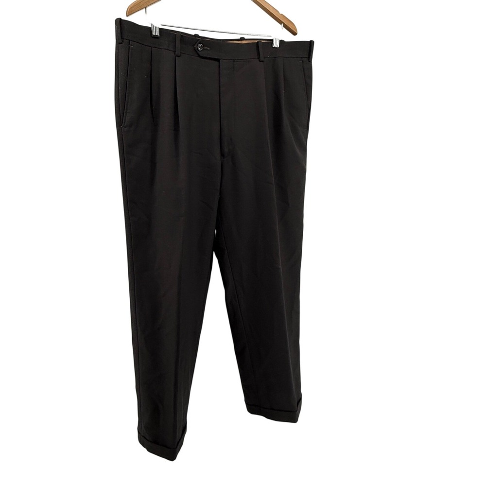 Sette Ponti Wool Dress Suit Pants‎ W40 Brown Pleated Cuffed Mens